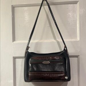 Brighton Black and Brown pebbled leather Shoulder Bag